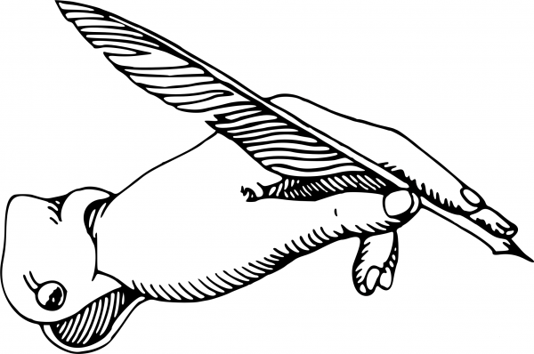 Hand with Quill coloring page image