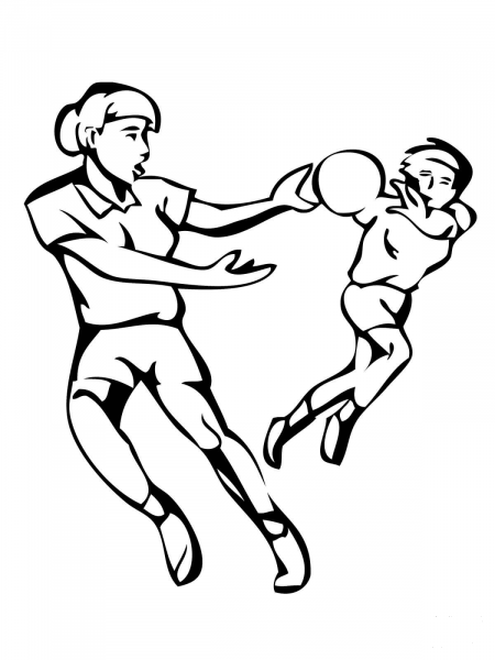 Handball Match coloring page image
