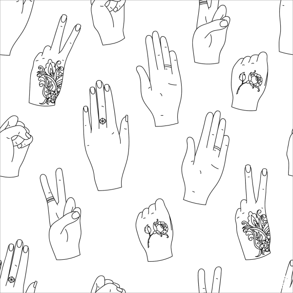 Hands Pattern coloring page image