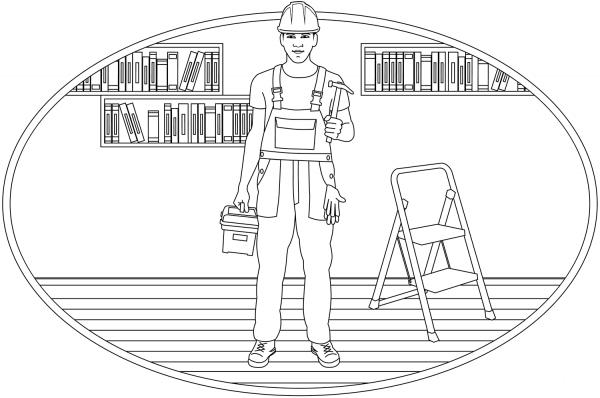 Handyman coloring page image