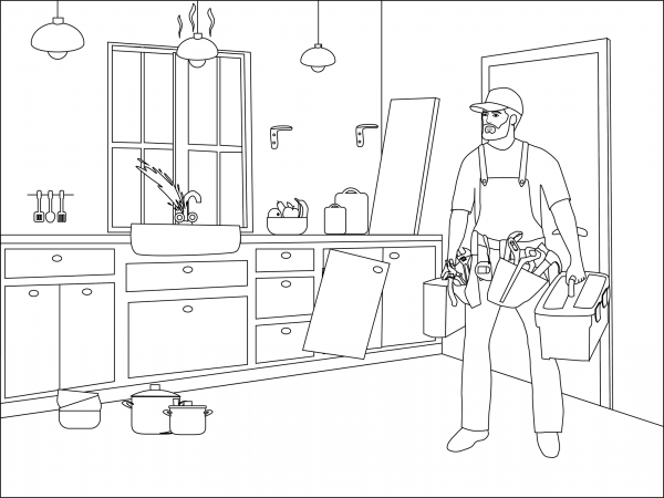 Handyman coloring page image