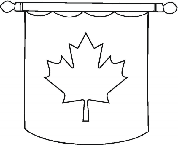 Hanging Canadian Flag  coloring page image