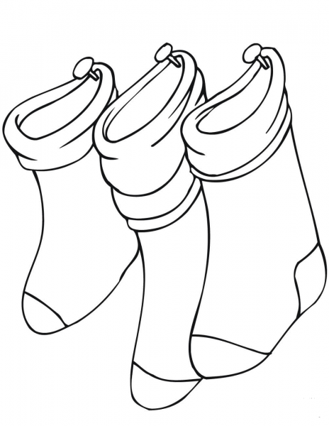 Hanging Christmas Stockings coloring page image