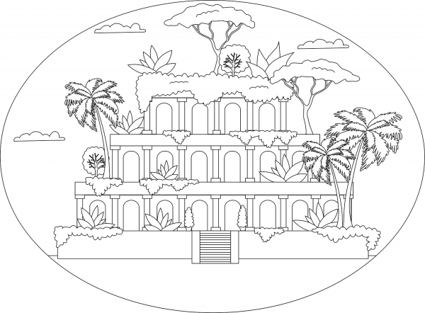 Hanging Gardens of Babylon coloring page image