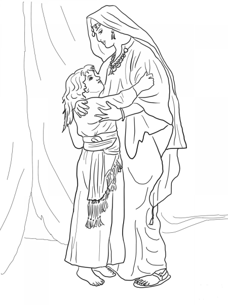 Hannah and Samuel coloring page image