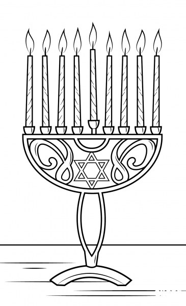 Hanukkah Menorah coloring page image