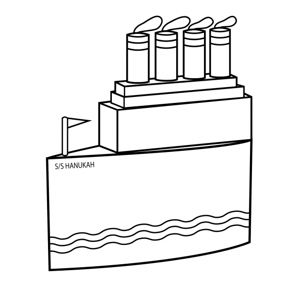 Hanukkah Ship with Candles coloring page image