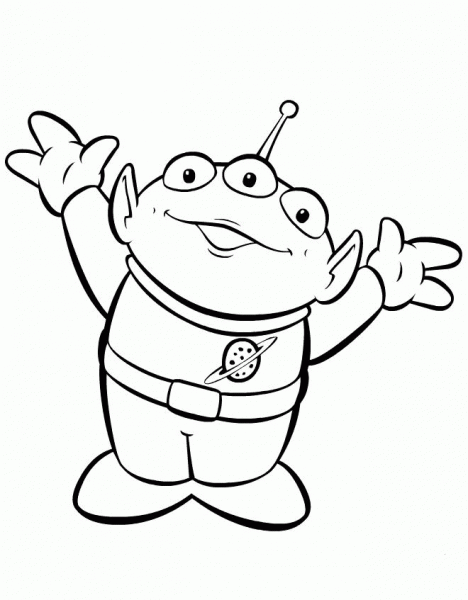 Happy Alien coloring page image
