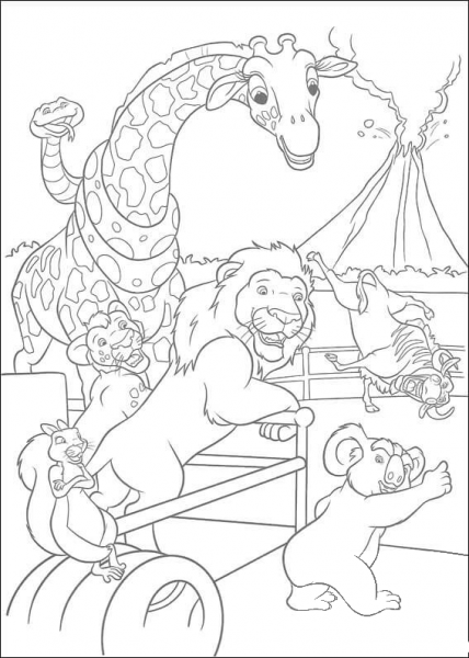 Happy animals coloring page image