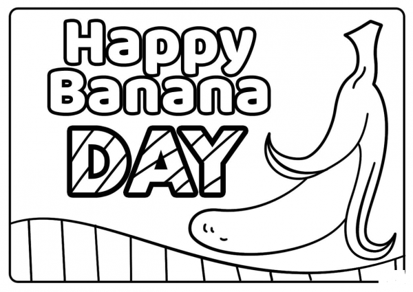 Happy Banana Day – Encouraging Notes with Fruits coloring page image