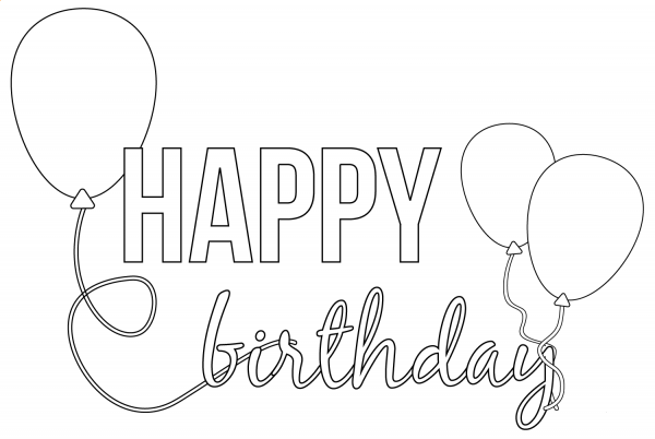 Happy Birthday Balloons coloring page image
