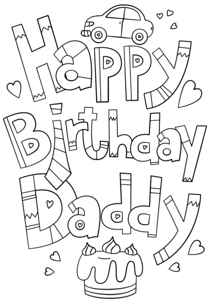 Happy Birthday Daddy Doodle coloring page image