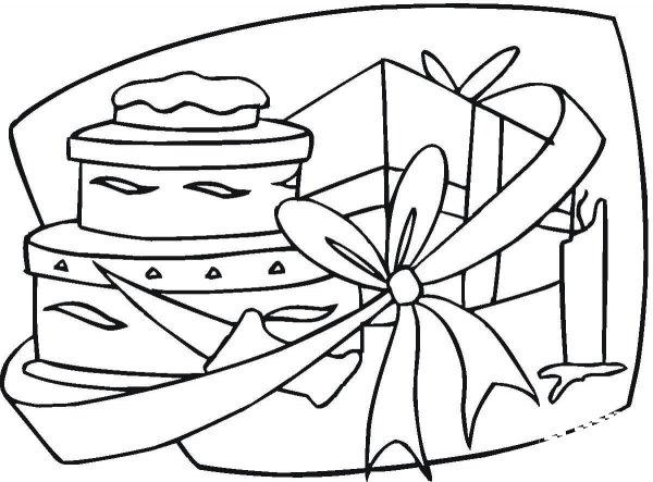 Happy Birthday gift  coloring page image