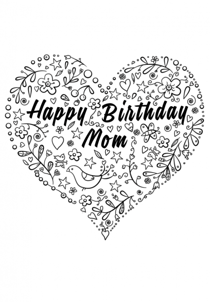 Happy Birthday Mom coloring page image