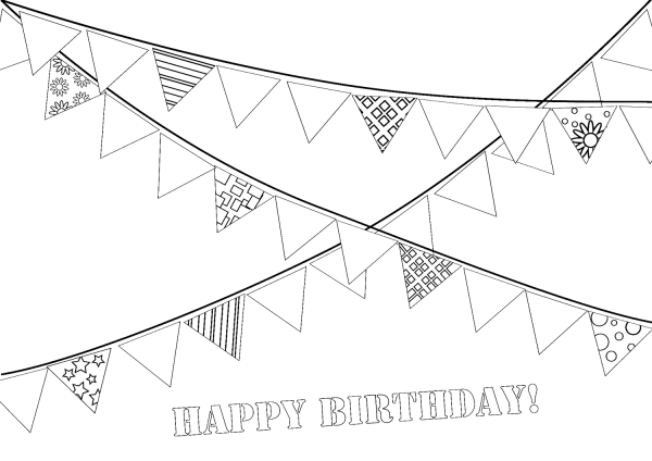 Happy Birthday Party Garland coloring page image