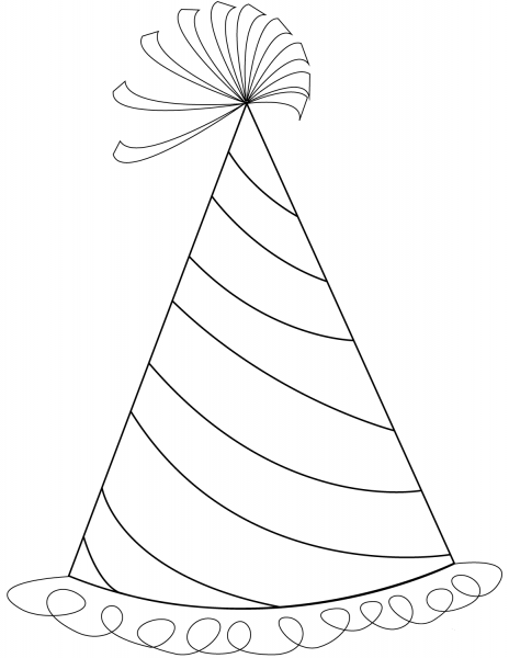 Happy Birthday Party Hat coloring page image