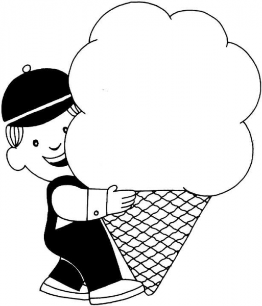 Happy Boy With Ice Cream  coloring page image