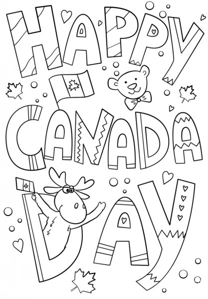 Happy Canada Day Doodle coloring page image