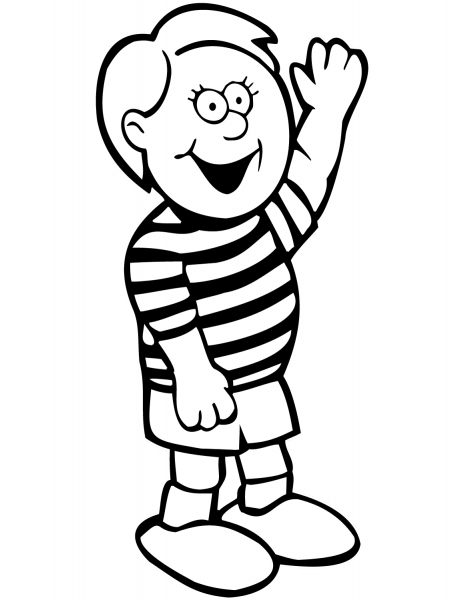 Happy Cartoon Boy coloring page image