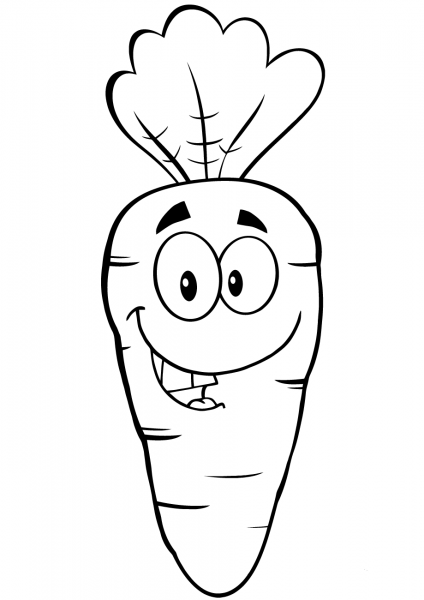 Happy Cartoon Carrot coloring page image