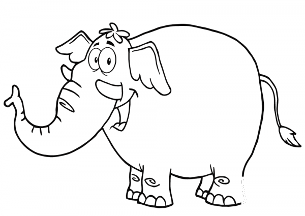 Happy Cartoon Elephant coloring page image