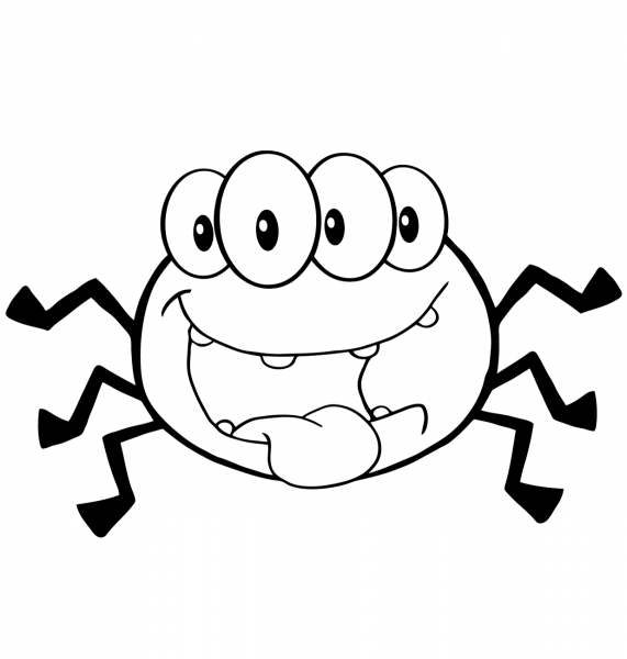 Happy Cartoon Spider coloring page image