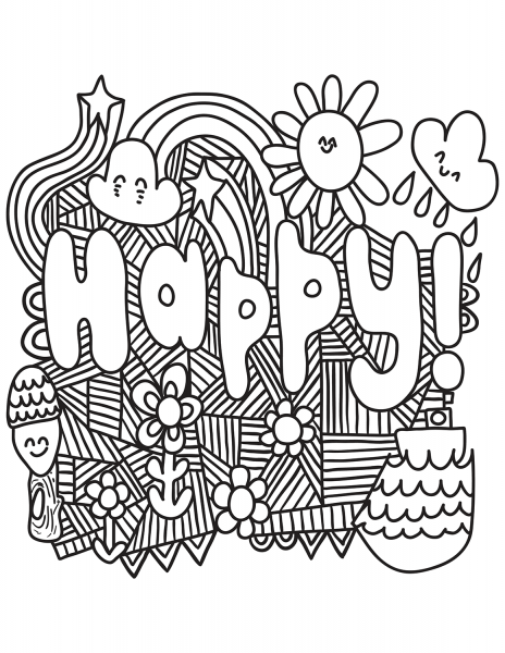 Happy! coloring page image