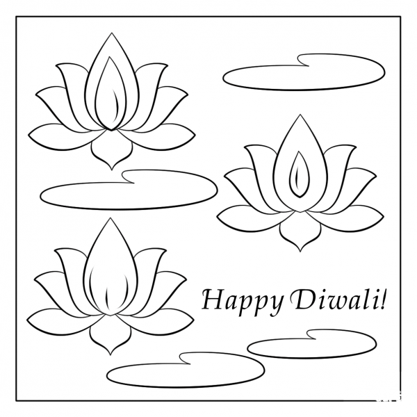 Happy Diwali Card coloring page image