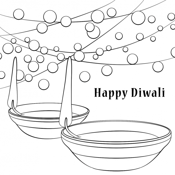 Happy Diwali coloring page image
