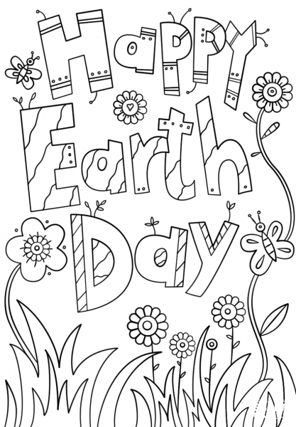 Happy Earth Day coloring page image