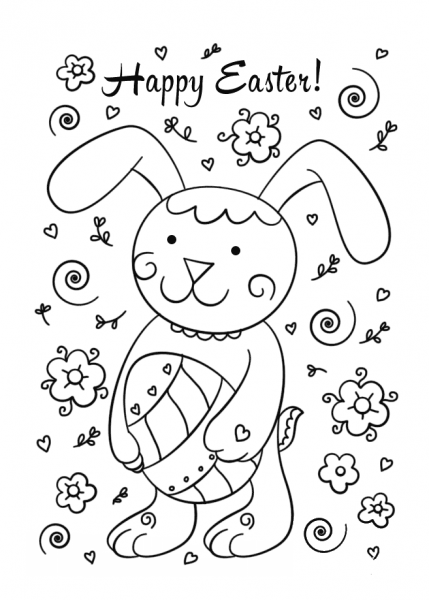 Happy Easter Bunny coloring page image