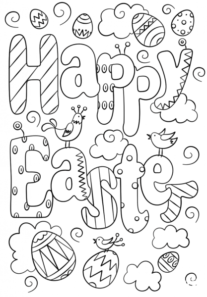 Happy Easter Doodle coloring page image