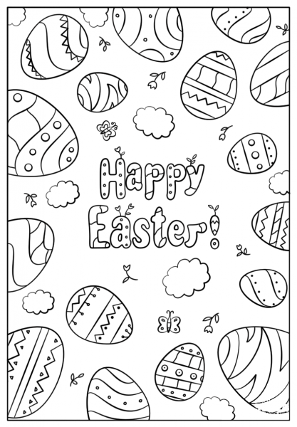 Happy Easter Doodle coloring page image