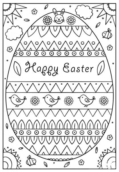 Happy Easter Doodle coloring page image