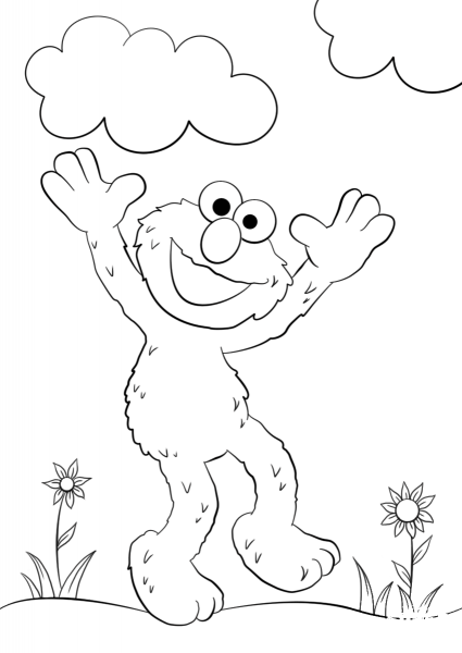 Happy Elmo coloring page image