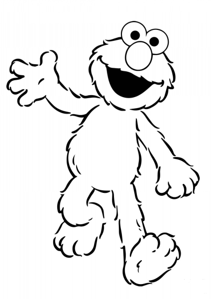 Happy Elmo Walking coloring page image