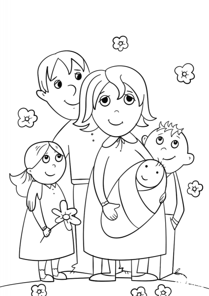 Happy Familiy coloring page image