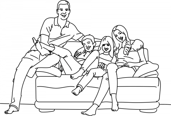 Happy Family coloring page image