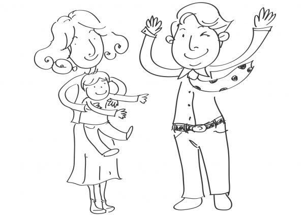 Happy Family coloring page image