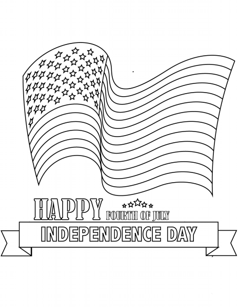 Happy Fourth of July coloring page image