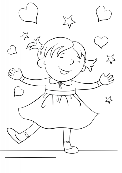 Happy Girl coloring page image