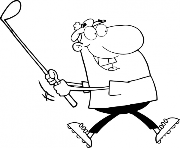 Happy Golfer coloring page image