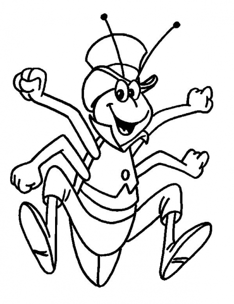 Happy Grasshopper  coloring page image