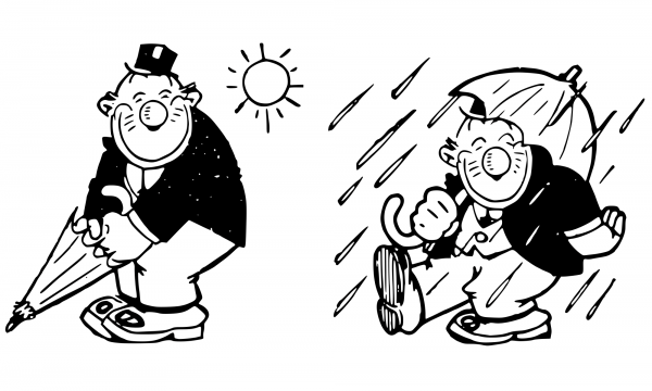 Happy in the Sunshine Or the Rain coloring page image