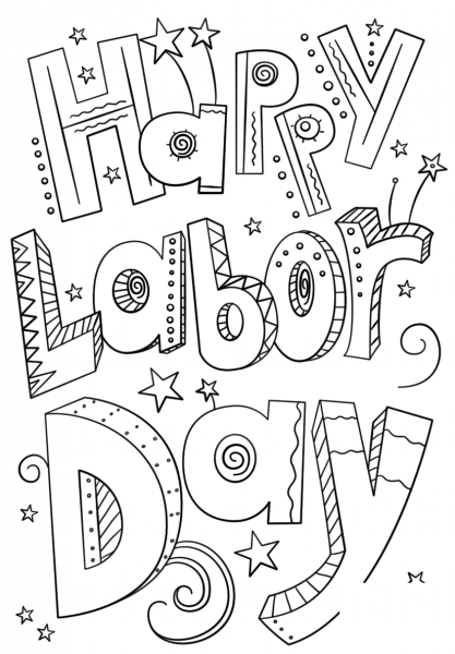 Happy Labor Day Doodle coloring page image