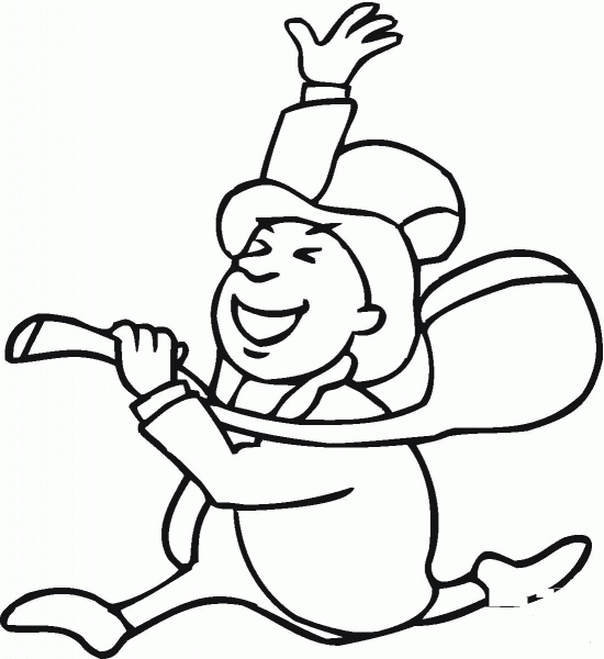 Happy leprechaun with his tobacco pipe coloring page image
