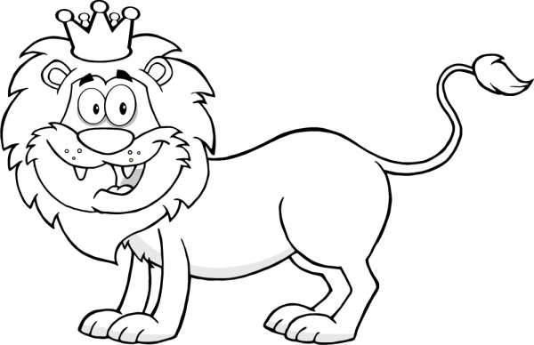 Happy Lion King coloring page image