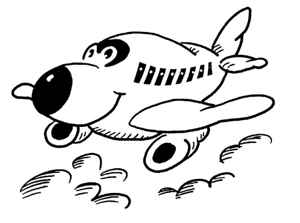Happy Little Plane  coloring page image