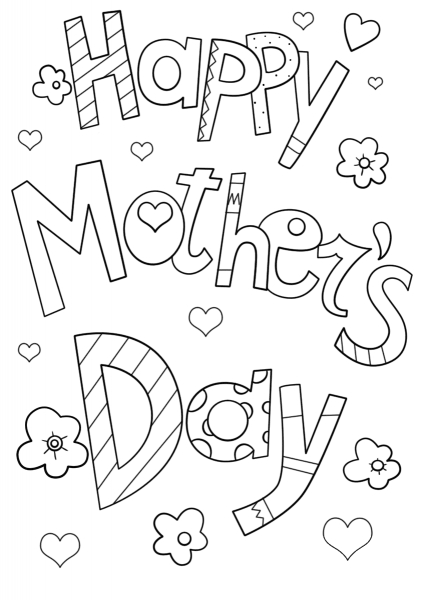 Happy Mother’s Day Doodle coloring page image