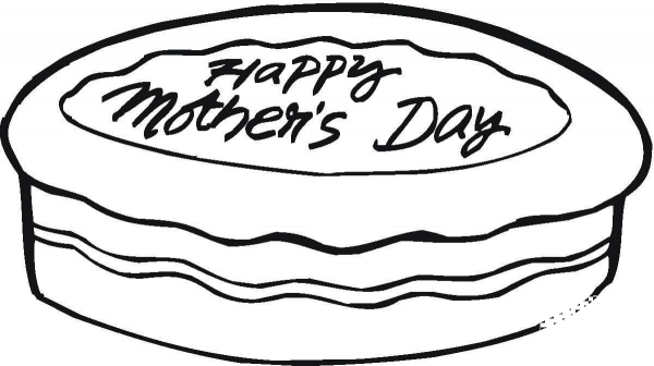 Happy Mothers Day Cake coloring page image